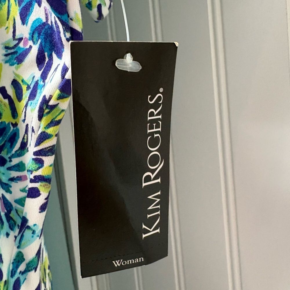 NWT Kim Rogers Short Sleeve Green & Blue Top Size 3X - Picture 4 of 5